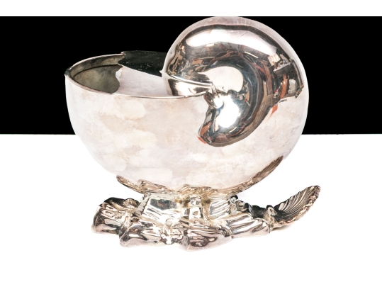 Antique English Victorian Silverplate Nautilus Spoon Warmer