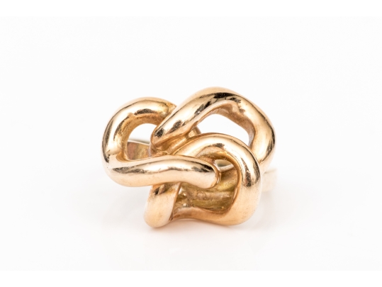 14k Yellow Gold Vintage Chunky Knot Style Ring, Size 5.25