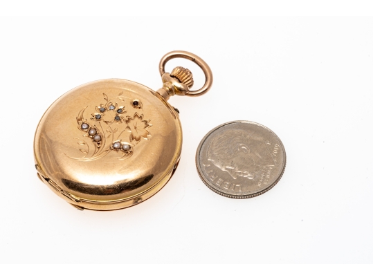14K Small Vintage Floral Pocketwatch