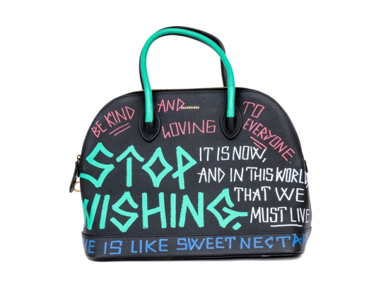 Balenciaga Ville Graffiti Leather Top Handle Bag
