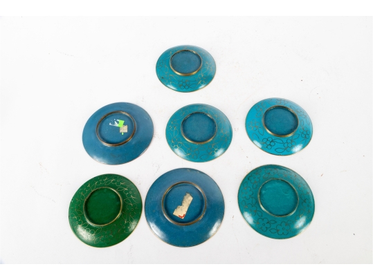 Set Of Seven Cloisonné Enamel Floral Dishes