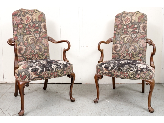 Pair Of Ex Historical Society Georgian Style Armchairs 