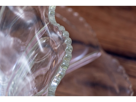 Fabulous Oversized Floral Form Glass Punchbowl With Undertray