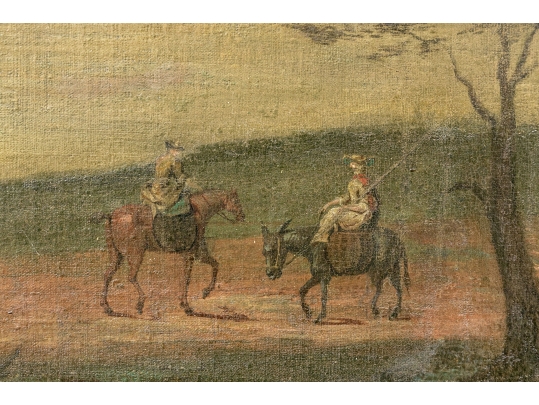Large Antique Oil On Canvas, 