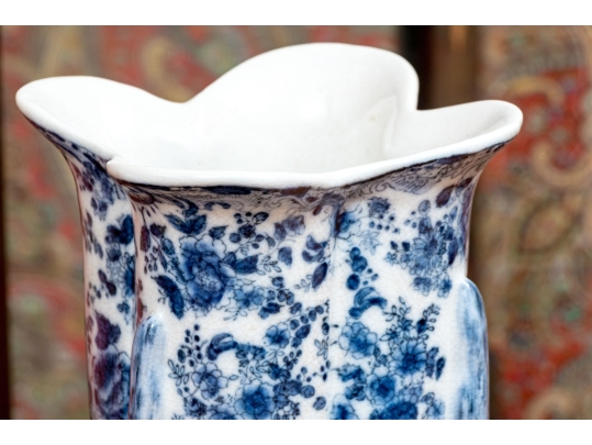 Pair Of Decorative Chinese Porcelain Quatrefoil Vases