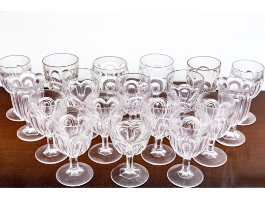 Assembled Twenty-Six Piece Flint Style Glass Goblets