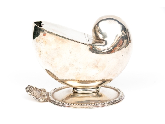 Antique English Victorian Silverplate Nautilus Spoon Warmer
