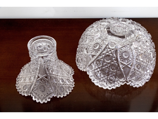Fabulous American Brilliant Cut Crystal Footed Compote Bowl