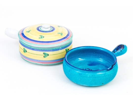 French And Italian Ceramic Lidded Casserole And Soup Bowl