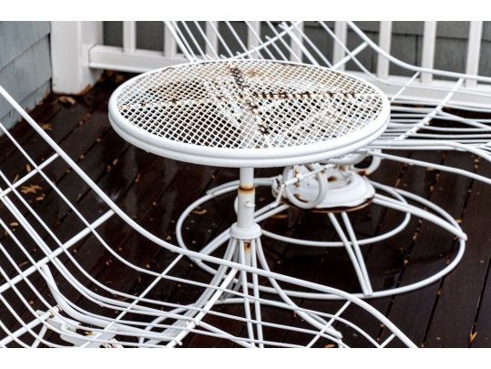 Outdoor Banana Lounge Chairs And Side Table, Likely Homecrest 