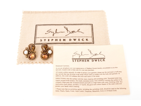 Stephen Dweck Fabulous Citrine, Quartz And Cultured Freshwater Pearl Costume Jewelry Earrings