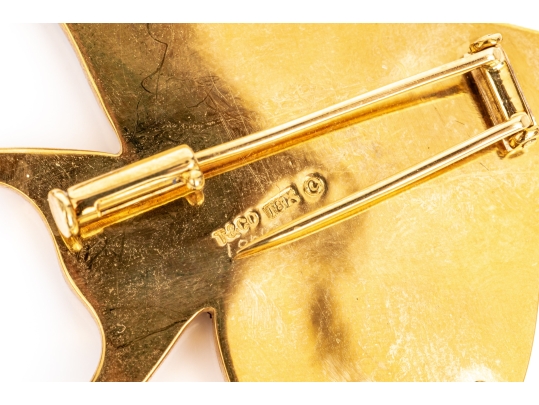 Tiffany & Co. 18k Yellow Gold Angela Cummings Stunning Inlaid Angel Fish Brooch, With Box