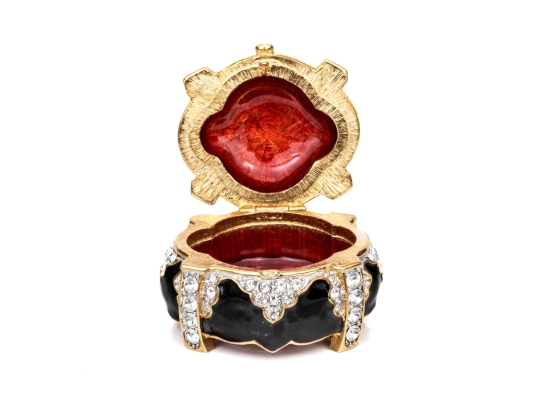 Jay Strongwater Criss Cross Oval Trinket Box