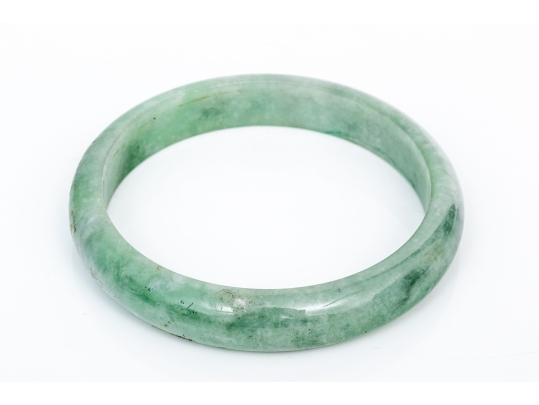 Green Jadeite Jade Slip On Bangle Bracelet, See Conditions
