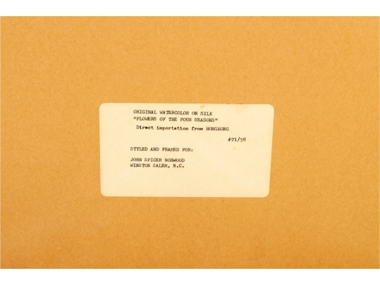 Chinese Watercolor On Silk “Flowers Of The Four Seasons”