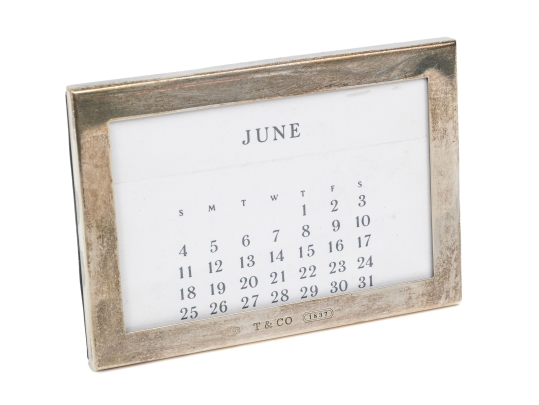 Tiffany & Co. Sterling Silver Framed Perpetual Desk Calendar