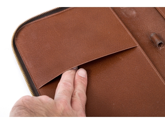 Louis Vuitton Brown Monogram Small Leather Zip Folio Pouch