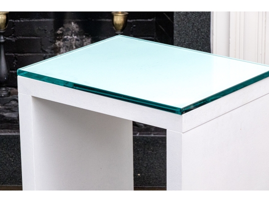 Pair Of Glass Top Accent Tables