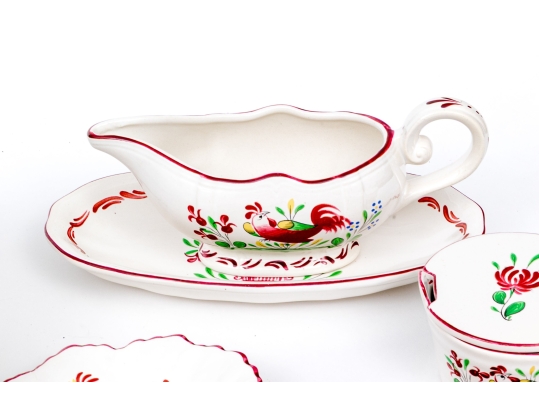 Thirty-One Piece French St. Clement Hand-Painted Ceramic Dining Service