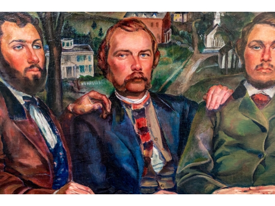 Tressa Emerson Benson (American, 1896-1987) Oil On Canvas, Three Gentlemen