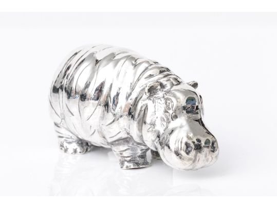 Buccellati Sterling Silver Miniature Charming Standing Hippo, Retail $670
