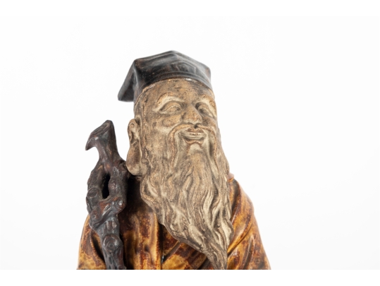 Chinese Sancai-Glazed Ceramic Scholar Figure