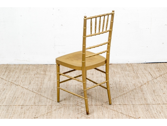 Set Of Twelve Faux Bamboo Gilt Finished Side Chairs, With Cushions