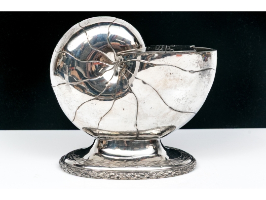 Antique English Victorian Silverplate Nautilus Spoon Warmer