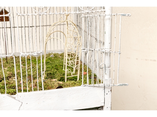 Massive Vintage Iron Birdcage On Stand