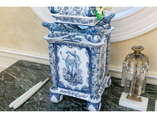 Impressive Blue And White Delft Style Ceramic Tulipiere