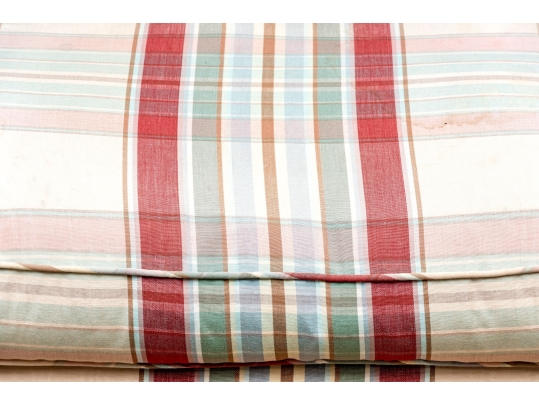 Custom Upholstered Ottoman With Fringed Apron
