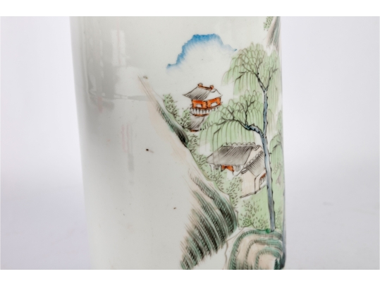 20th Century Chinese Porcelain Hat Stand With Landscape Scene