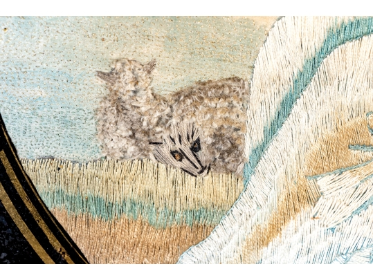 Antique Embroidery Of A Shepherdess