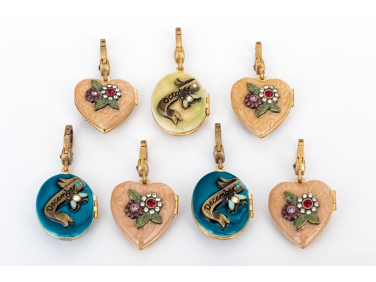 Jay Strongwater Collection Of Seven Small Enhancer Folding Picture Frames With Flowers