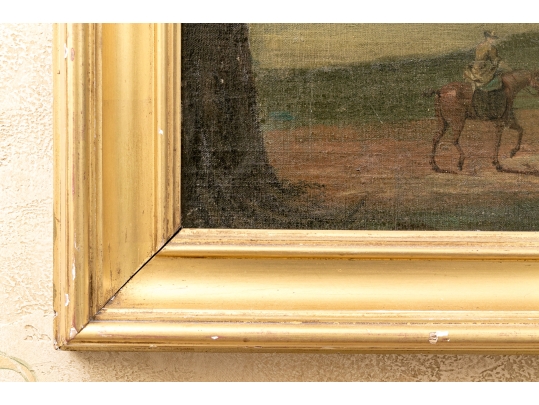 Large Antique Oil On Canvas, 