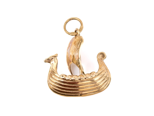 14K Unique Viking Ship Pendant