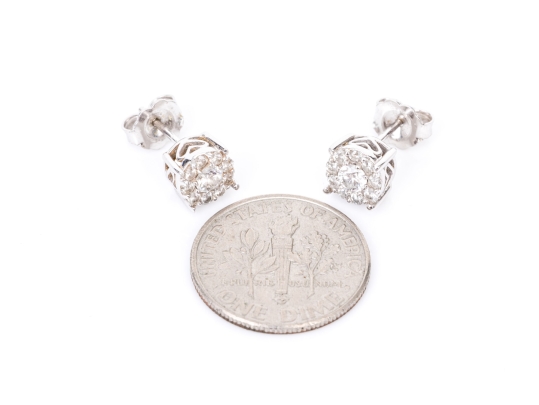 Effy 14k White Gold Lovely Diamond Cluster Earrings, App. 0.44 TCW