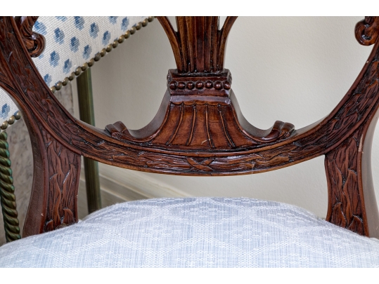 Exceptionally Carved Hepplewhite Style Open Armchair