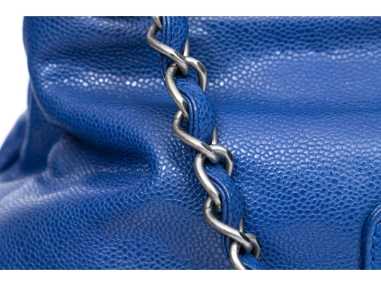 Chanel Striking Blue Purple Glazed Caviar Leather Coco Rider Flap Hobo