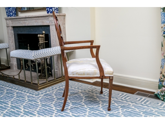 Quality Hepplewhite Style Painted Medallion Back Armchair