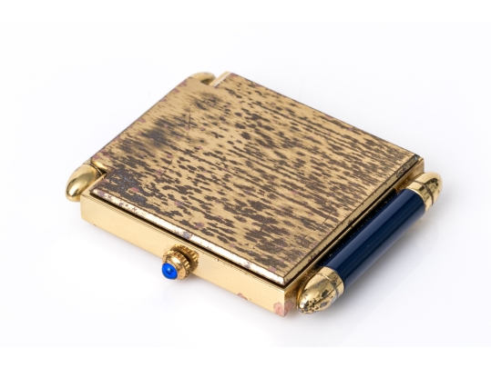 Cartier Vintage Quadrant Obus Blue Composite Deco Style Travel Clock