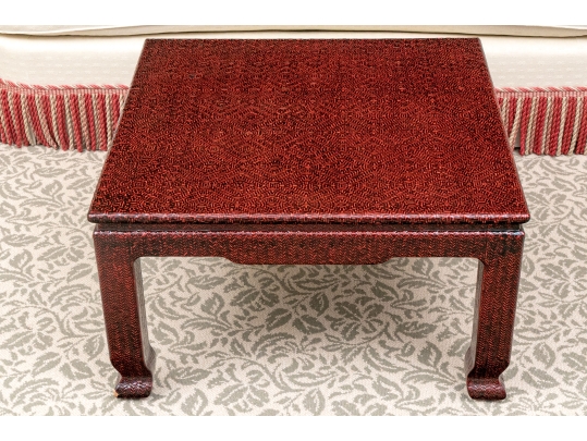 Stylish Lacquered Grasscloth Low Table