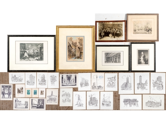 Vintage 1973-74 DDR Portfolio Of Prints Along With A Collection Of Other Prints
