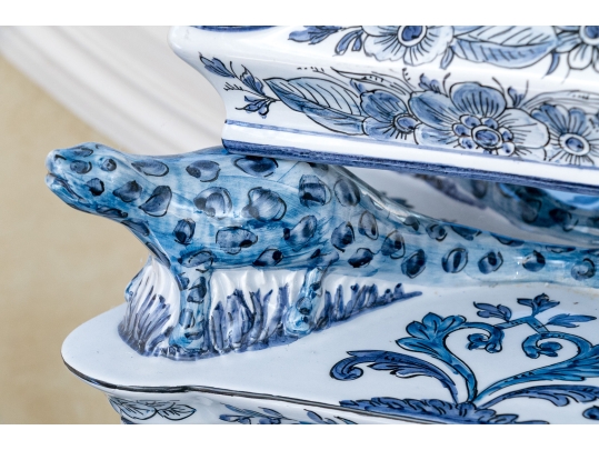 Impressive Blue And White Delft Style Ceramic Tulipiere