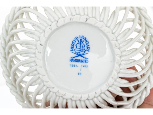 Herend Hungary Hand-Painted Porcelain Openwork Basket – Vienna Rose (VRH) Pattern