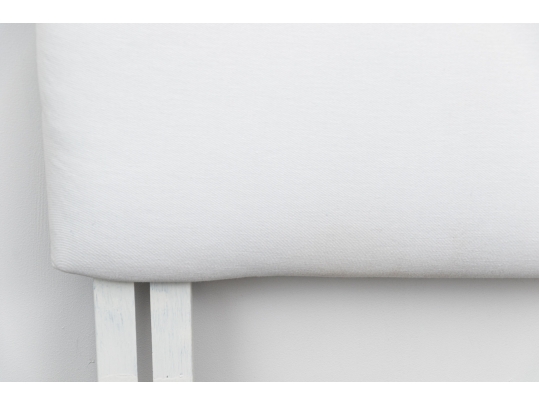 White Upholstered Camelback Headboard