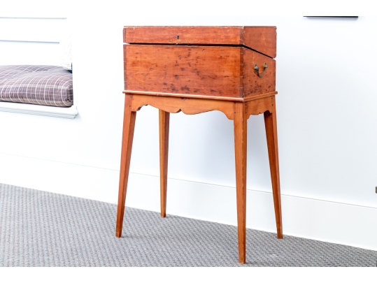 Antique Hinged Lap Desk Affixed On Stand