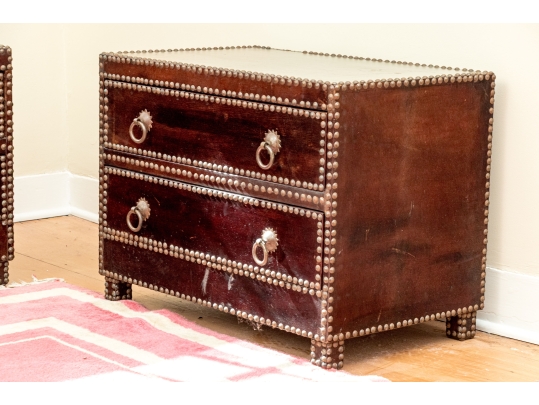 Pair Of Vintage Leather Wrapped Two Drawer Chests