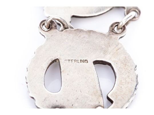 Sterling Silver Vintage Alternating Dove And Bud Motif Link Bracelet