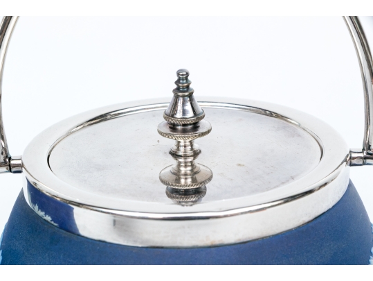 Compatible Pair Of Jasperware Biscuit Jars, Including One Wedgewood